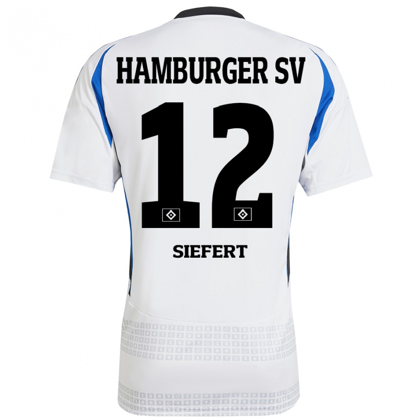 Kids Football Louis Siefert #12 White Blue Home Jersey 2024/25 T-Shirt Australia