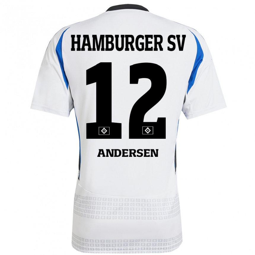 Kids Football Patrick Andersen #12 White Blue Home Jersey 2024/25 T-Shirt Australia