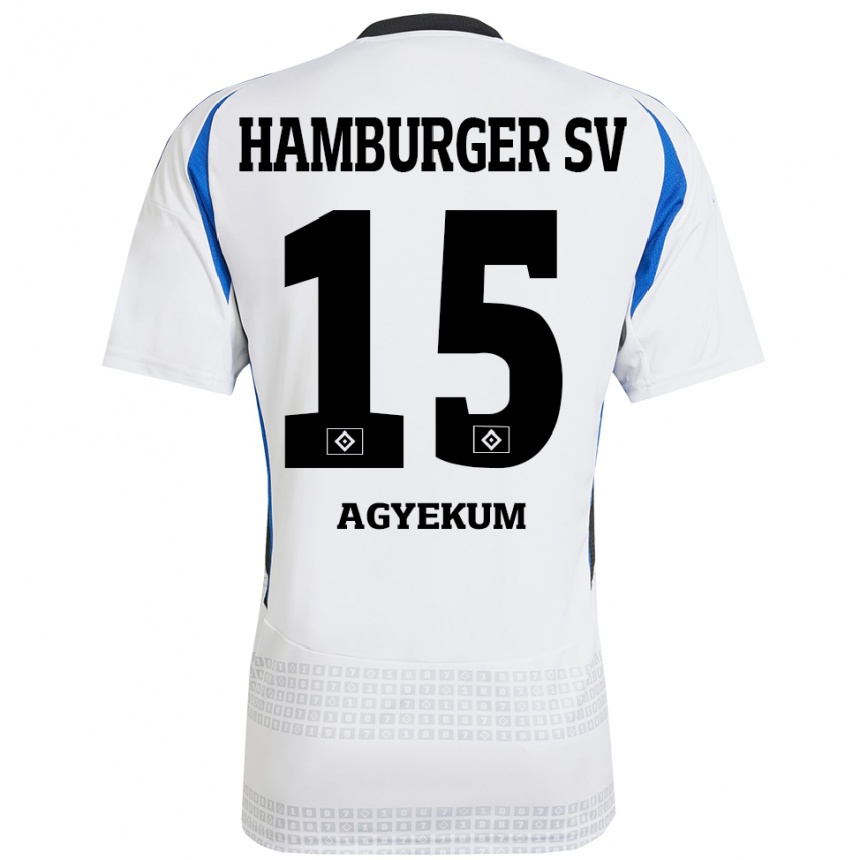 Kids Football Joel Agyekum #15 White Blue Home Jersey 2024/25 T-Shirt Australia