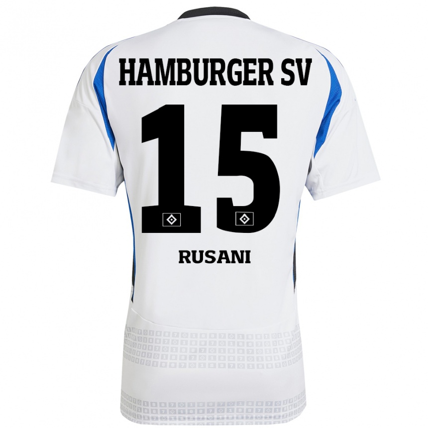 Kids Football Yasin Rusani #15 White Blue Home Jersey 2024/25 T-Shirt Australia