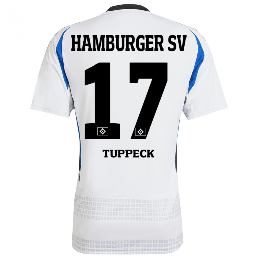 Kids Football Niklas Tuppeck #17 White Blue Home Jersey 2024/25 T-Shirt Australia