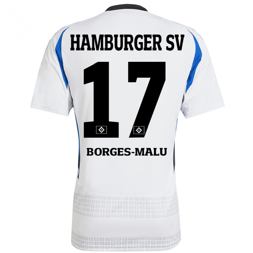 Kids Football Louis Borges-Malu #17 White Blue Home Jersey 2024/25 T-Shirt Australia