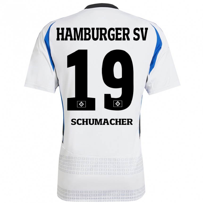 Kids Football Lukas Schumacher #19 White Blue Home Jersey 2024/25 T-Shirt Australia