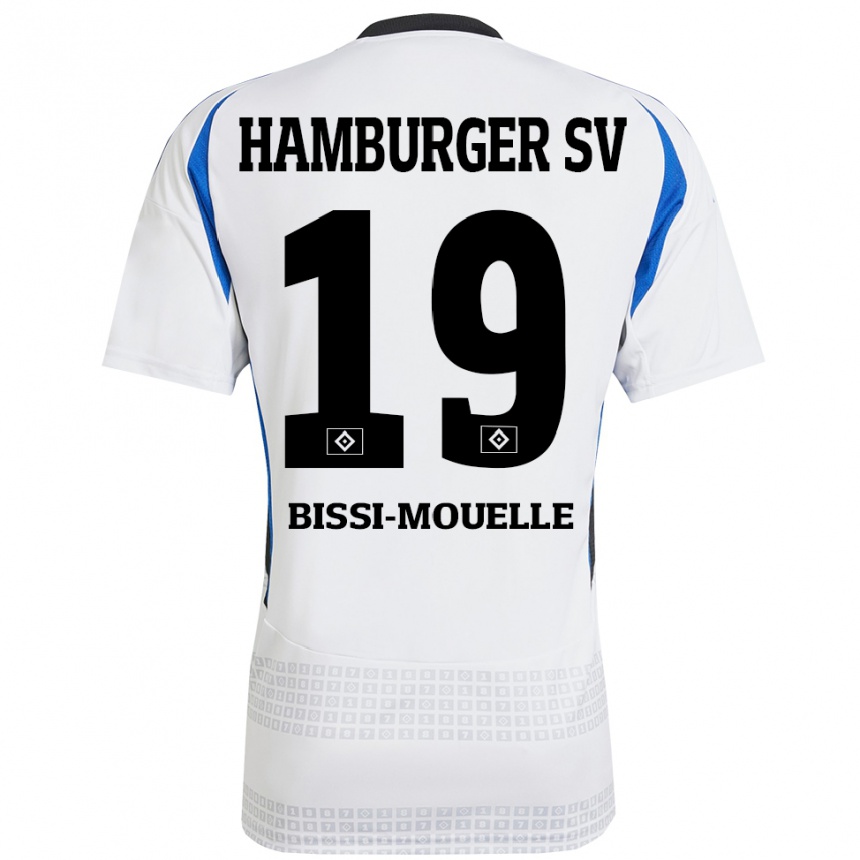 Kids Football Jason Bissi-Mouelle #19 White Blue Home Jersey 2024/25 T-Shirt Australia