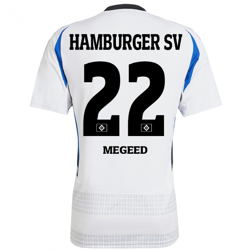 Kids Football Omar Megeed #22 White Blue Home Jersey 2024/25 T-Shirt Australia