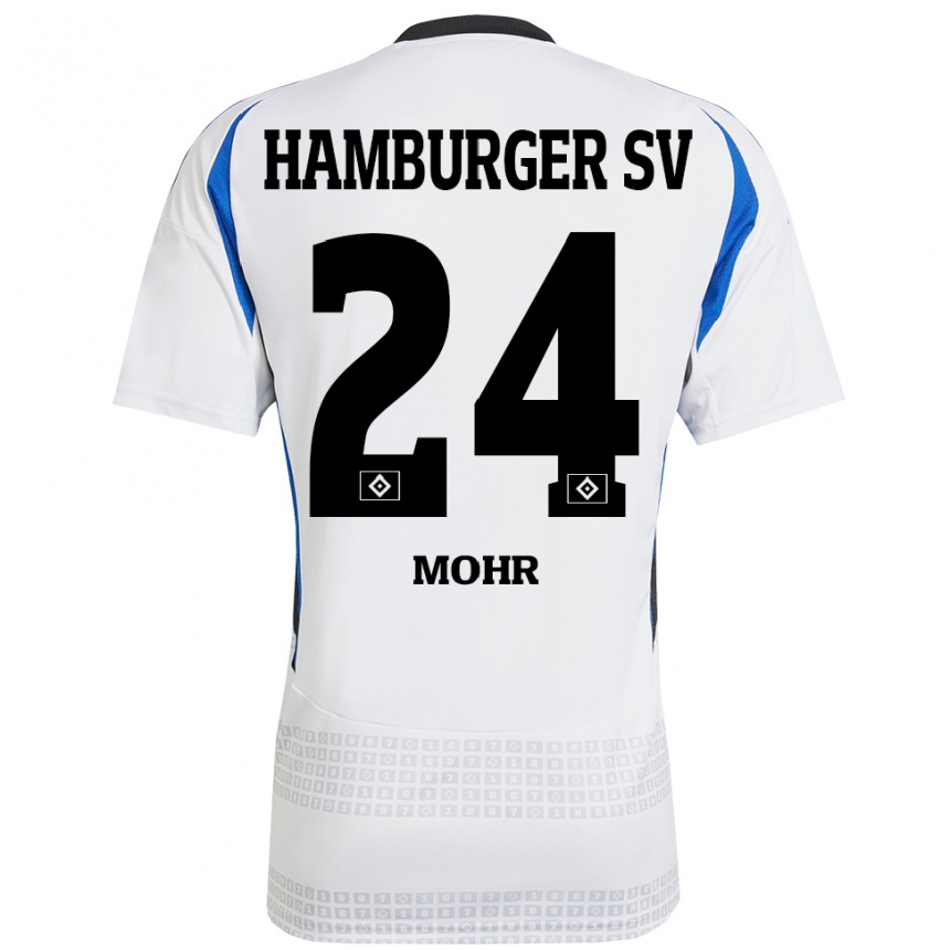 Kids Football Jannik Mohr #24 White Blue Home Jersey 2024/25 T-Shirt Australia