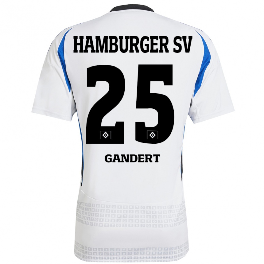 Kids Football Jeremy Gandert #25 White Blue Home Jersey 2024/25 T-Shirt Australia