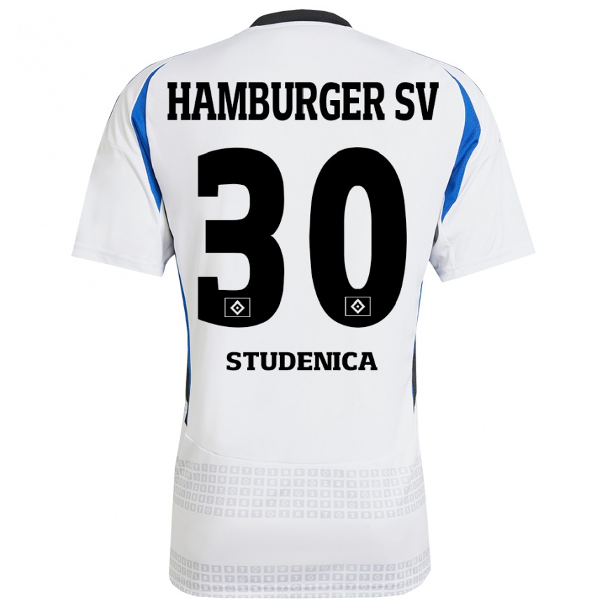 Kids Football Aron Studenica #30 White Blue Home Jersey 2024/25 T-Shirt Australia