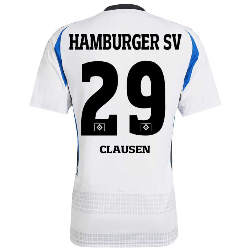 Kids Football Lina Clausen #29 White Blue Home Jersey 2024/25 T-Shirt Australia