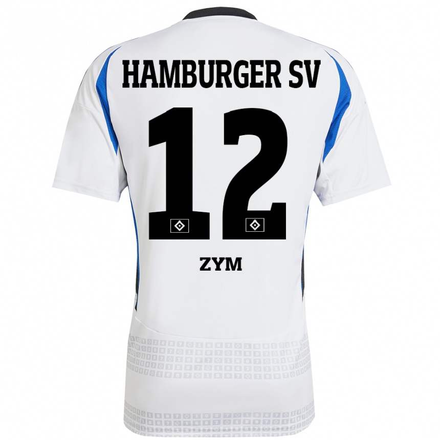 Kids Football Marcel Zym #12 White Blue Home Jersey 2024/25 T-Shirt Australia