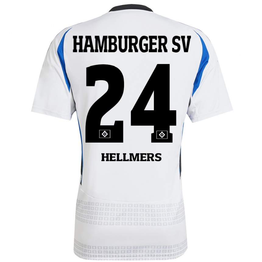 Kids Football Maximilian Hellmers #24 White Blue Home Jersey 2024/25 T-Shirt Australia