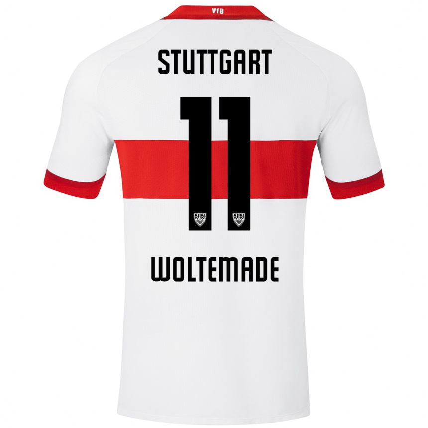 Kids Football Nick Woltemade #11 White Red Home Jersey 2024/25 T-Shirt Australia