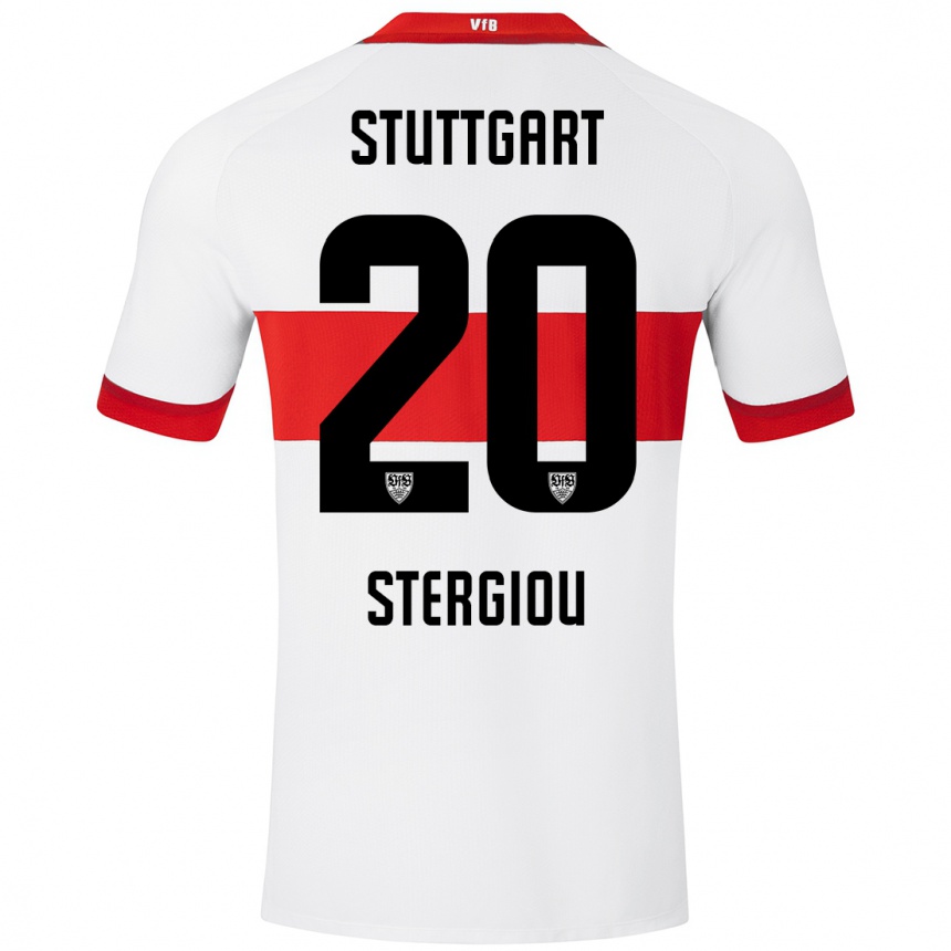 Kids Football Leonidas Stergiou #20 White Red Home Jersey 2024/25 T-Shirt Australia