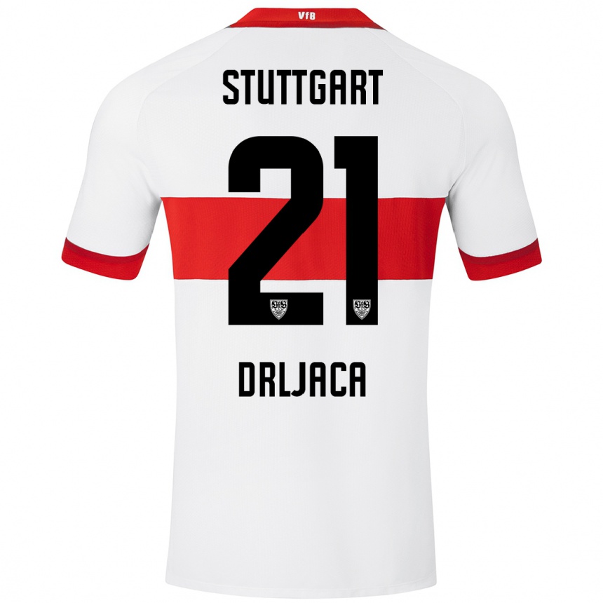 Kids Football Stefan Drljaca #21 White Red Home Jersey 2024/25 T-Shirt Australia