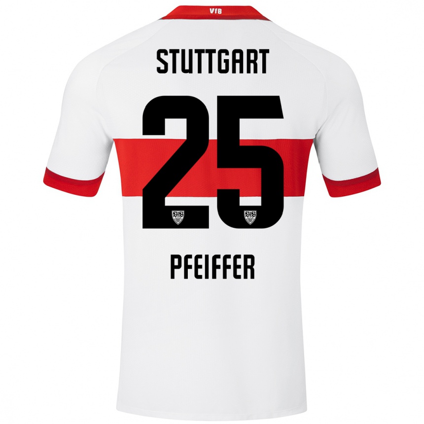 Kids Football Luca Pfeiffer #25 White Red Home Jersey 2024/25 T-Shirt Australia