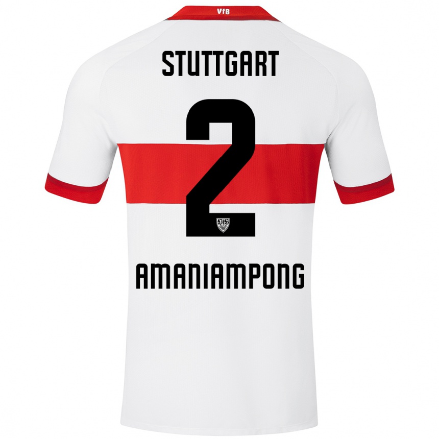 Kids Football Kaden Amaniampong #2 White Red Home Jersey 2024/25 T-Shirt Australia