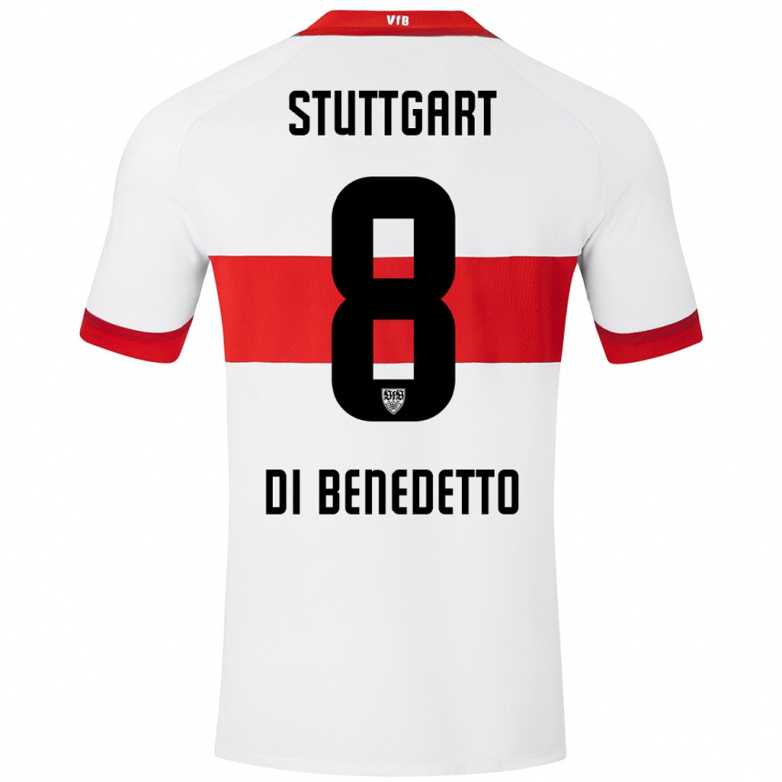 Kids Football Samuele Di Benedetto #8 White Red Home Jersey 2024/25 T-Shirt Australia