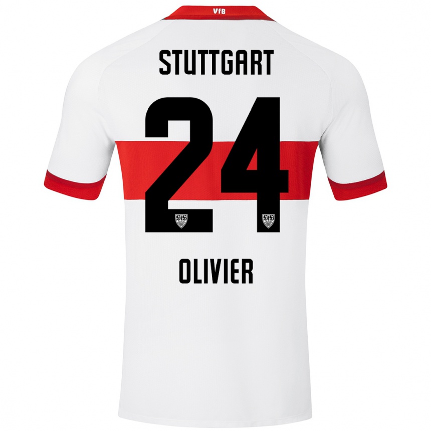 Kids Football Christopher Olivier #24 White Red Home Jersey 2024/25 T-Shirt Australia