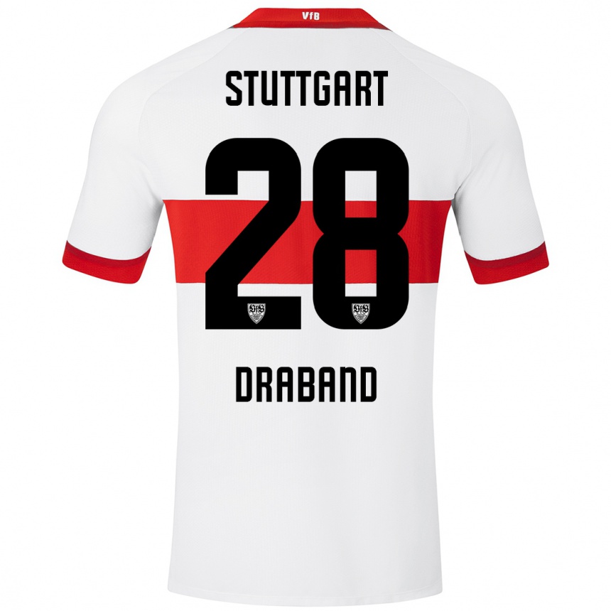 Kids Football Dominik Draband #28 White Red Home Jersey 2024/25 T-Shirt Australia