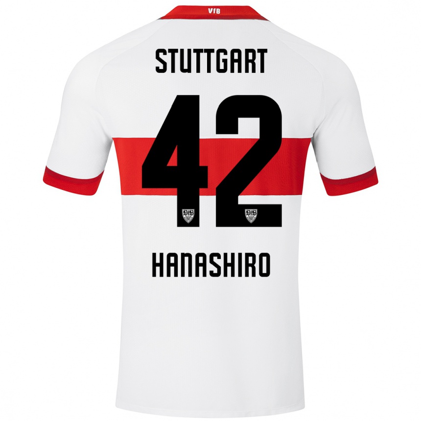 Kids Football Rinto Hanashiro #42 White Red Home Jersey 2024/25 T-Shirt Australia