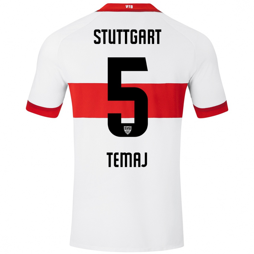 Kids Football Laureta Temaj #5 White Red Home Jersey 2024/25 T-Shirt Australia