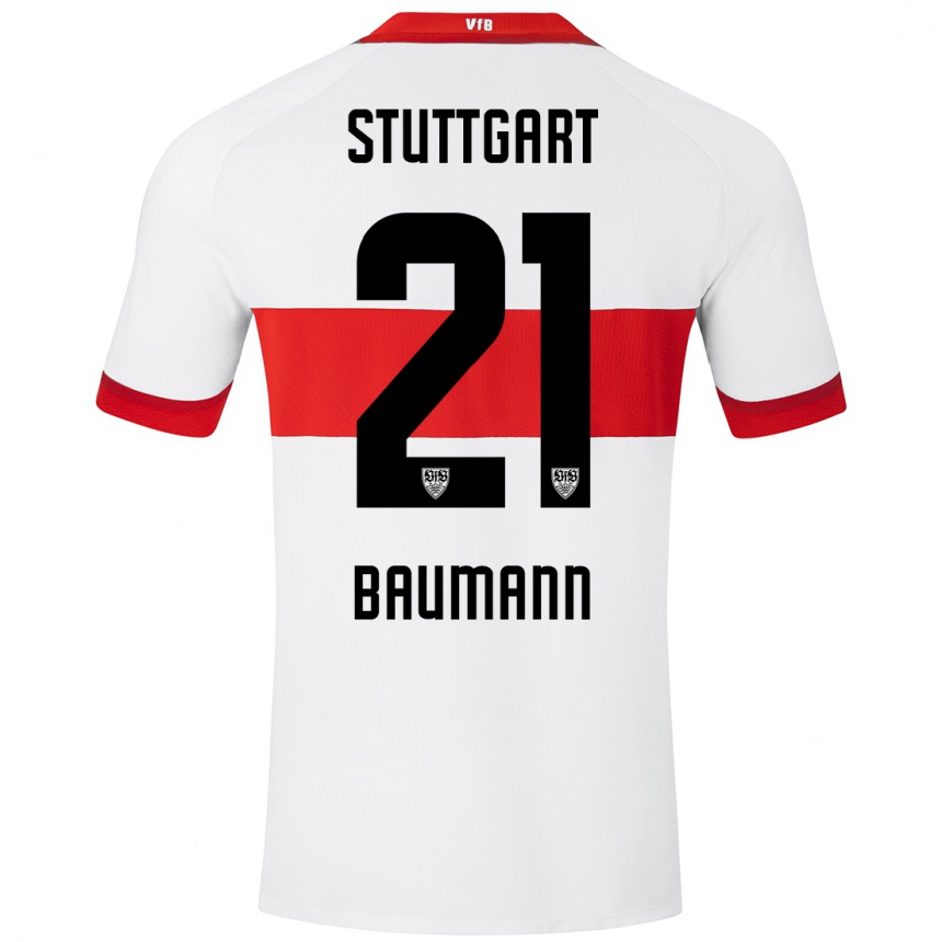 Kids Football Katharina Baumann #21 White Red Home Jersey 2024/25 T-Shirt Australia