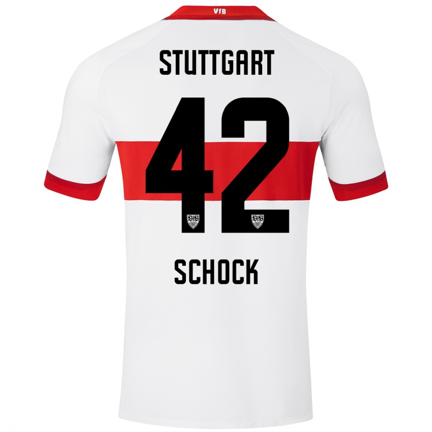 Kids Football Florian Schock #42 White Red Home Jersey 2024/25 T-Shirt Australia