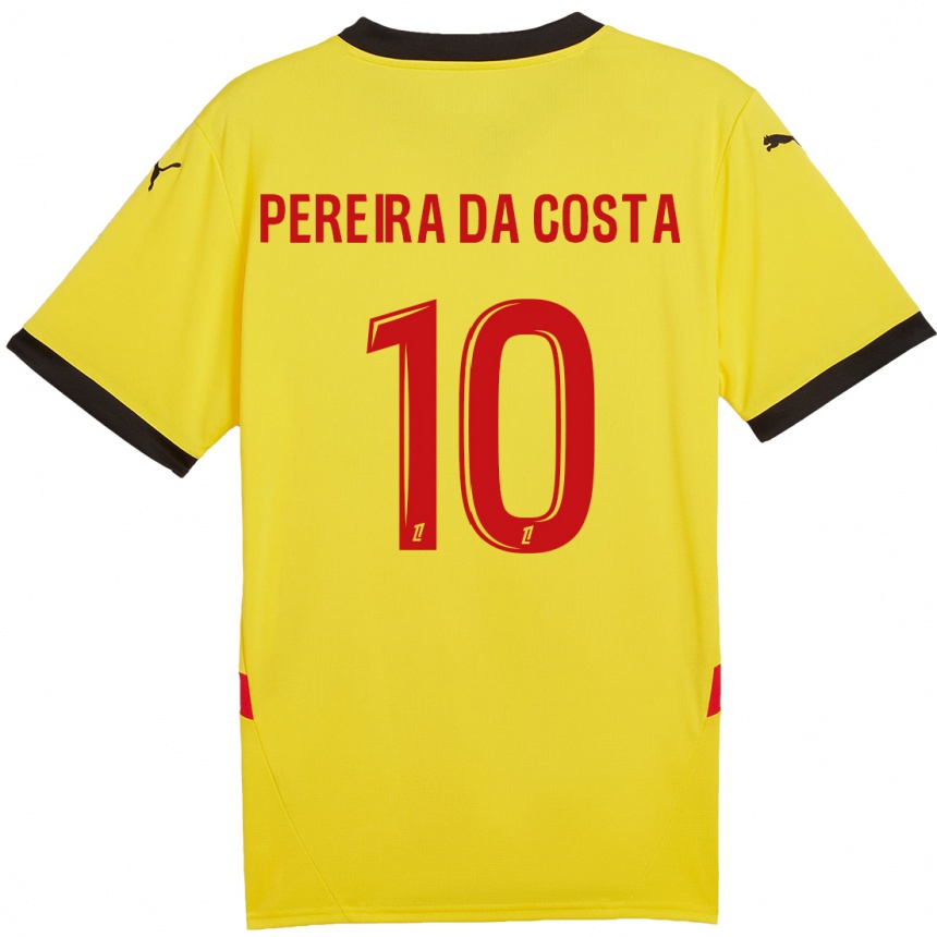 Kids Football David Pereira Da Costa #10 Yellow Red Home Jersey 2024/25 T-Shirt Australia