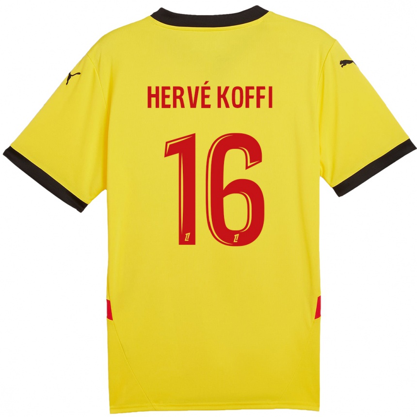 Kids Football Hervé Koffi #16 Yellow Red Home Jersey 2024/25 T-Shirt Australia