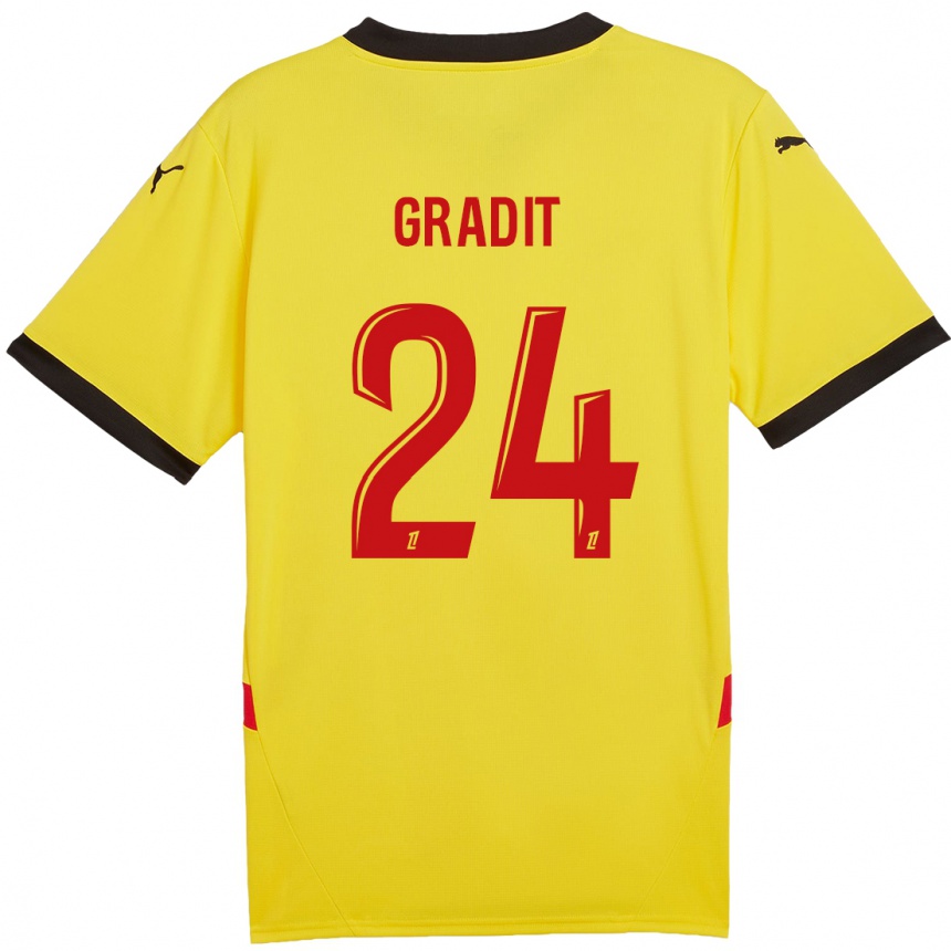 Kids Football Jonathan Gradit #24 Yellow Red Home Jersey 2024/25 T-Shirt Australia