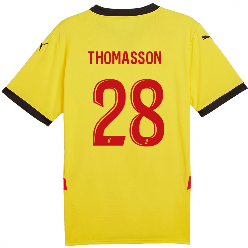 Kids Football Adrien Thomasson #28 Yellow Red Home Jersey 2024/25 T-Shirt Australia