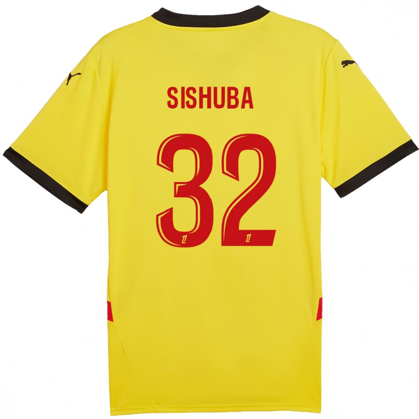 Kids Football Ayanda Sishuba #32 Yellow Red Home Jersey 2024/25 T-Shirt Australia