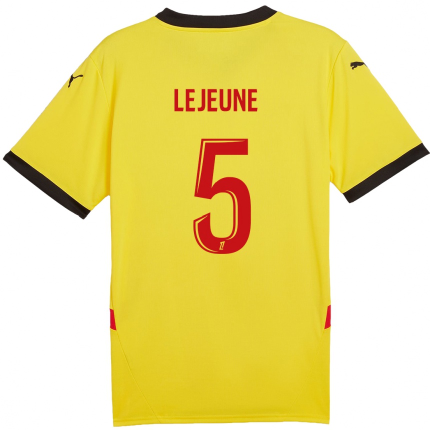 Kids Football Romane Lejeune #5 Yellow Red Home Jersey 2024/25 T-Shirt Australia