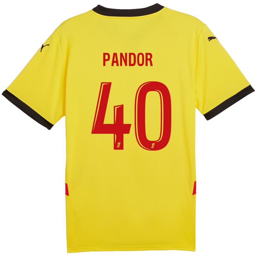 Kids Football Yannick Pandor #40 Yellow Red Home Jersey 2024/25 T-Shirt Australia