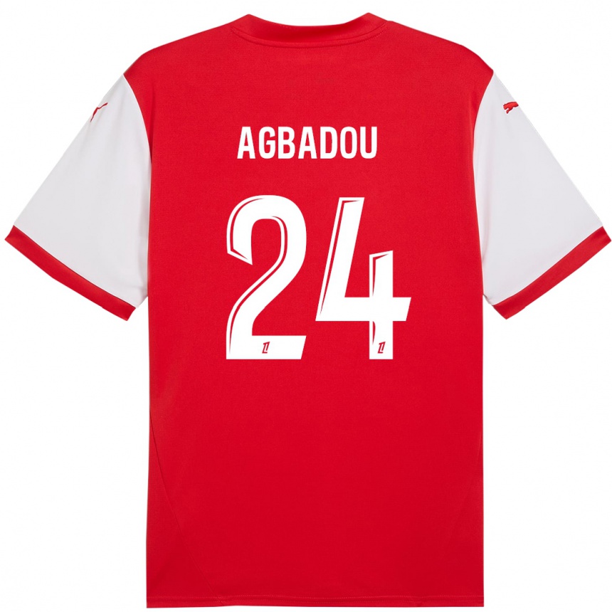 Kids Football Emmanuel Agbadou #24 Red White Home Jersey 2024/25 T-Shirt Australia