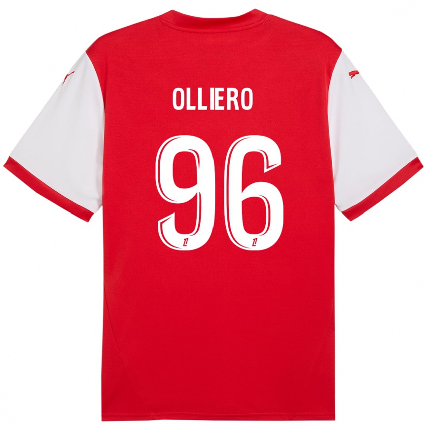 Kids Football Alexandre Olliero #96 Red White Home Jersey 2024/25 T-Shirt Australia