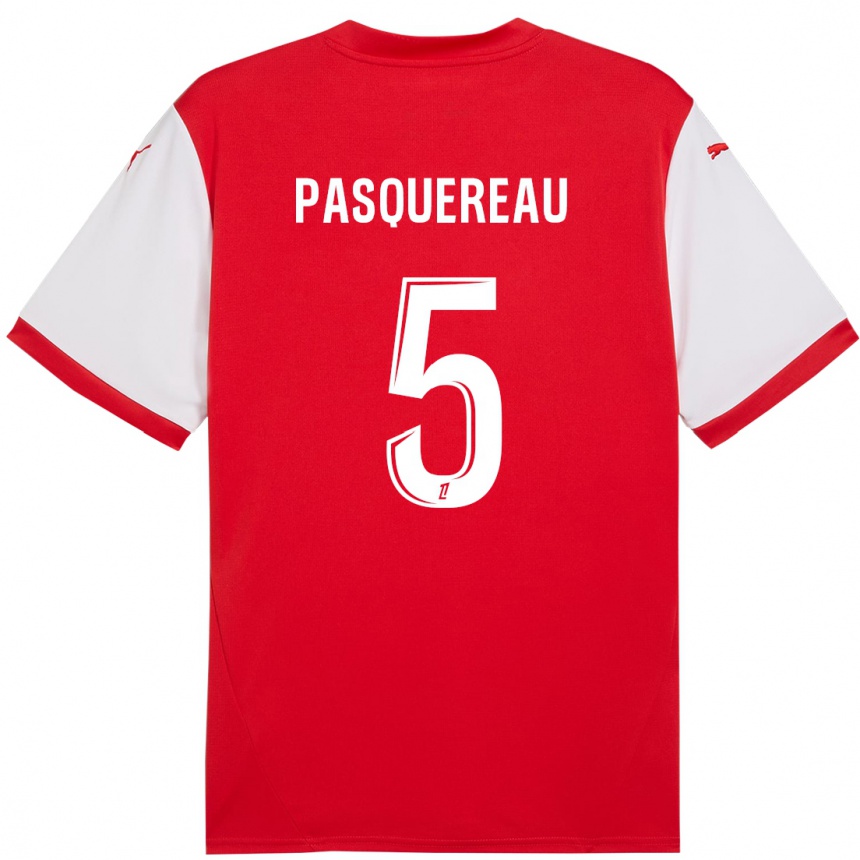 Kids Football Julie Pasquereau #5 Red White Home Jersey 2024/25 T-Shirt Australia