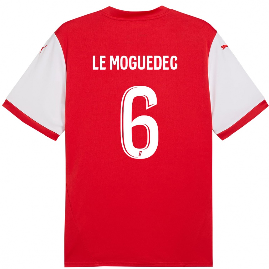 Kids Football Anaële Le Moguédec #6 Red White Home Jersey 2024/25 T-Shirt Australia