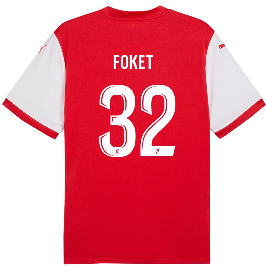 Kids Football Thomas Foket #32 Red White Home Jersey 2024/25 T-Shirt Australia