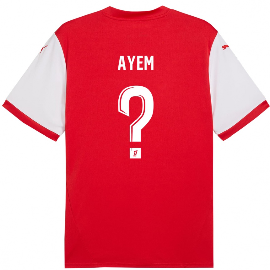 Kids Football Grégory Ayem #0 Red White Home Jersey 2024/25 T-Shirt Australia