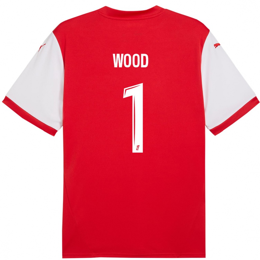 Kids Football Mackenzie Wood #1 Red White Home Jersey 2024/25 T-Shirt Australia