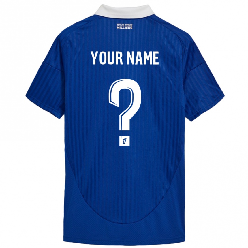 Kids Football Your Name #0 Blue White Home Jersey 2024/25 T-Shirt Australia