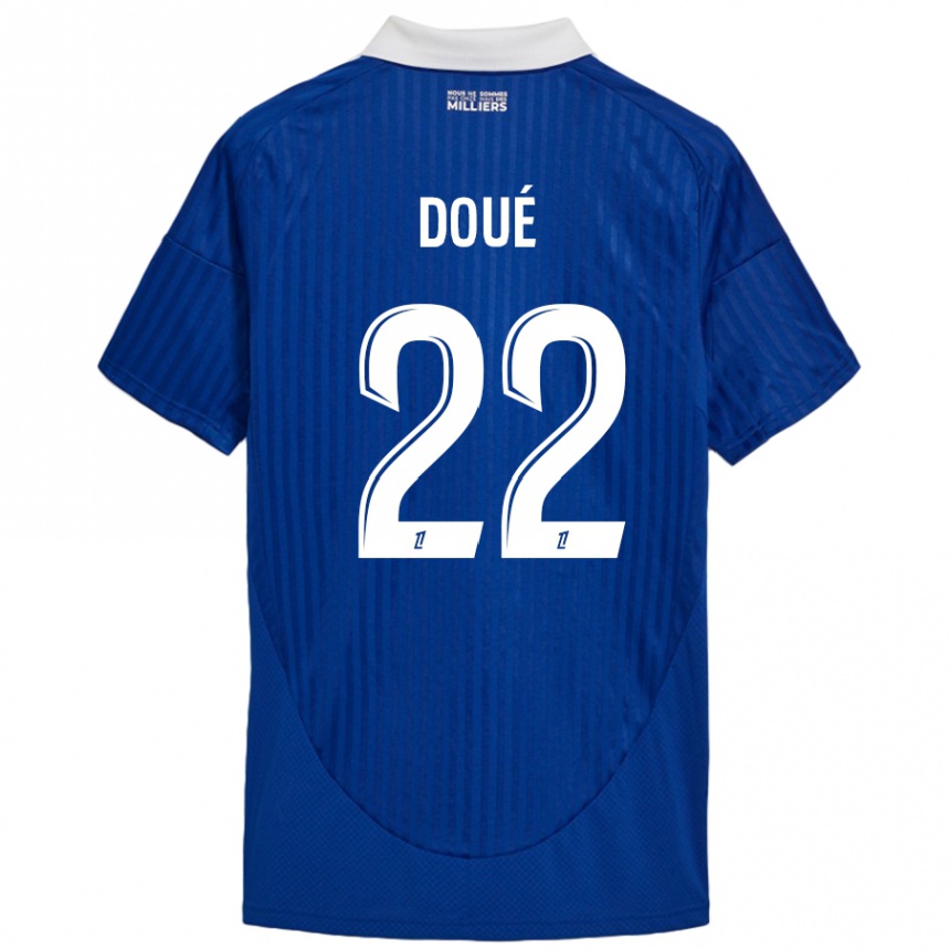 Kids Football Guéla Doué #22 Blue White Home Jersey 2024/25 T-Shirt Australia