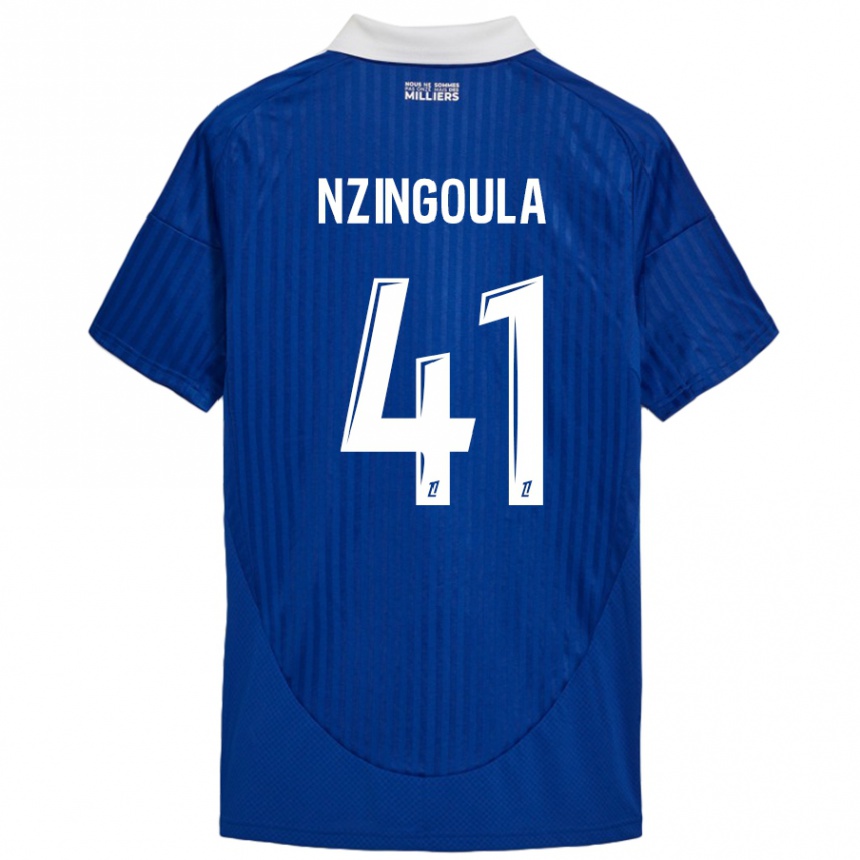 Kids Football Rabby Nzingoula #41 Blue White Home Jersey 2024/25 T-Shirt Australia