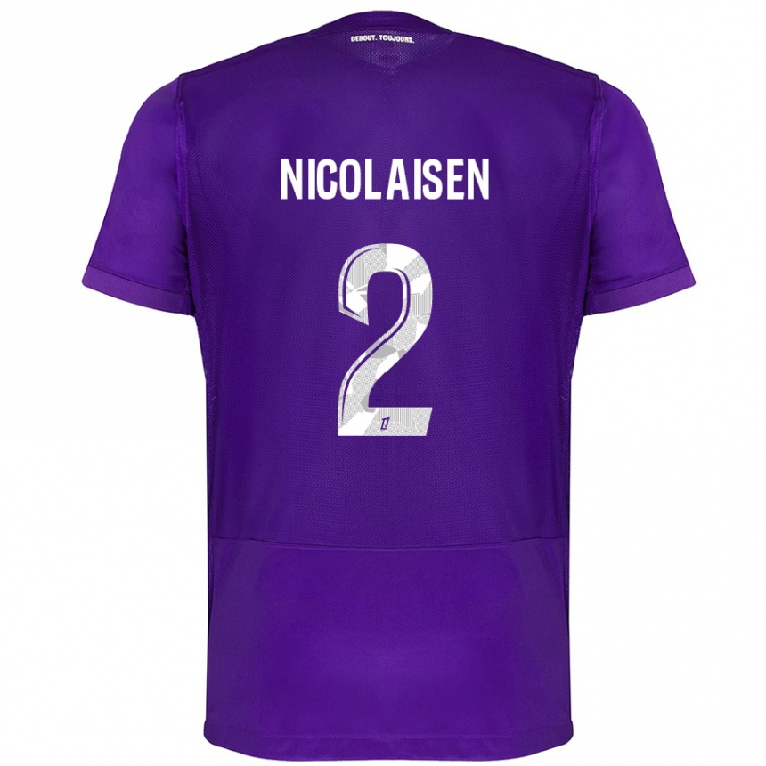 Kids Football Rasmus Nicolaisen #2 Purple White Home Jersey 2024/25 T-Shirt Australia