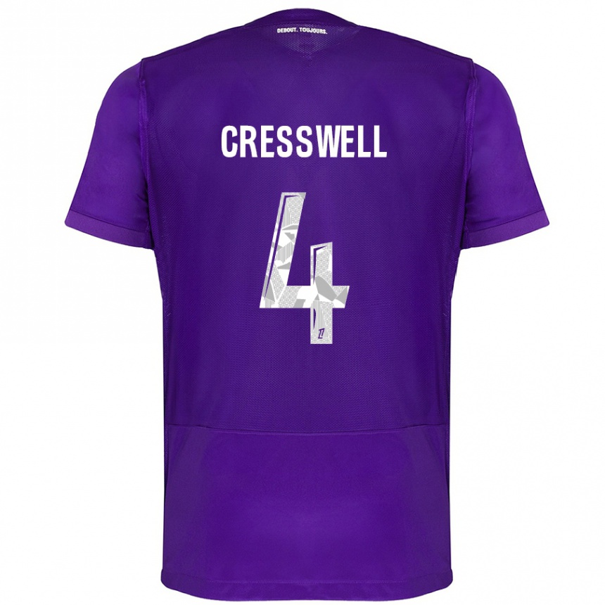 Kids Football Charlie Cresswell #4 Purple White Home Jersey 2024/25 T-Shirt Australia