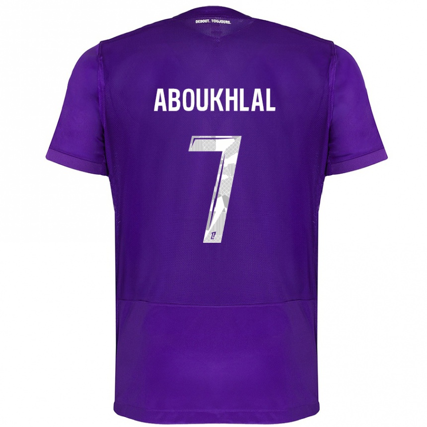 Kids Football Zakaria Aboukhlal #7 Purple White Home Jersey 2024/25 T-Shirt Australia