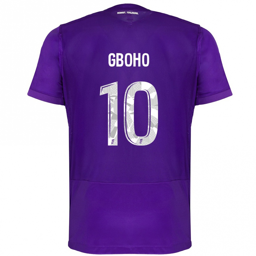 Kids Football Yann Gboho #10 Purple White Home Jersey 2024/25 T-Shirt Australia