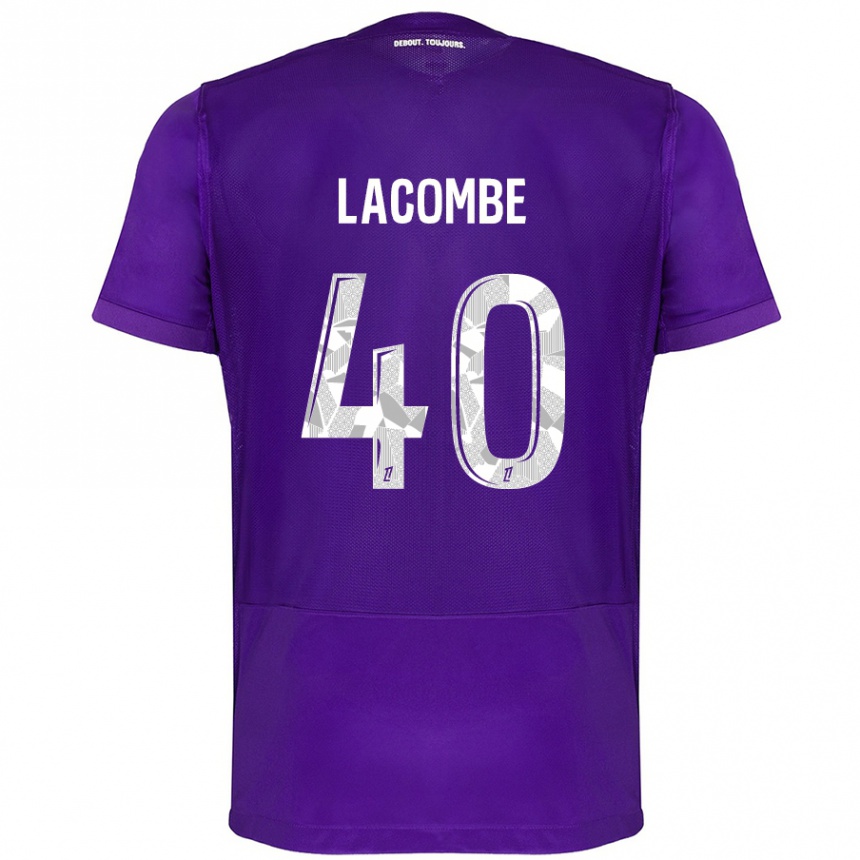 Kids Football Justin Lacombe #40 Purple White Home Jersey 2024/25 T-Shirt Australia