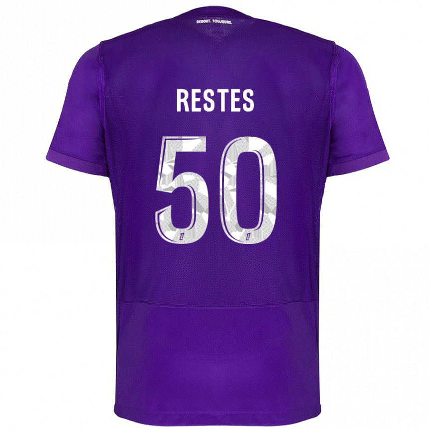 Kids Football Guillaume Restes #50 Purple White Home Jersey 2024/25 T-Shirt Australia